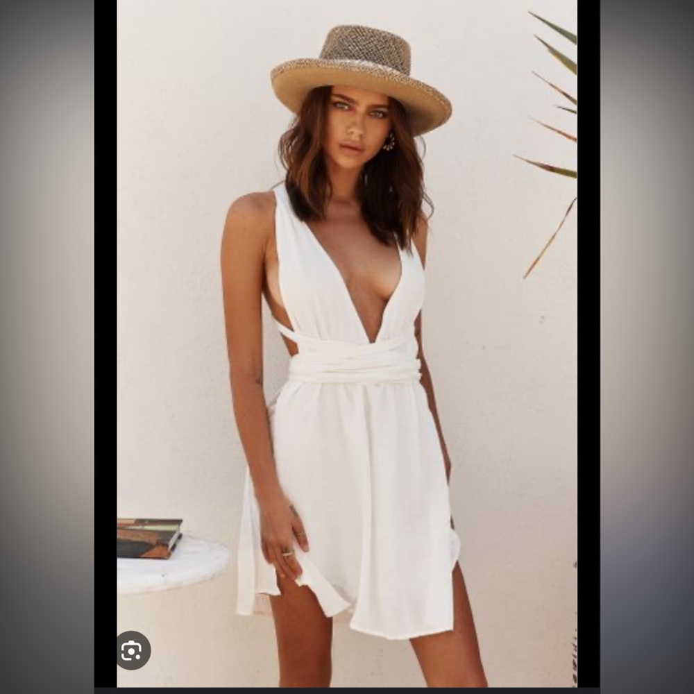 12th Tribe White mini wrap dress - size small
